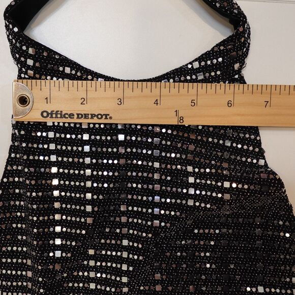 NWT Blashe Sequin Sparkly Halter Top Large Black Silver Festival Club Concert - Picture 8 of 16